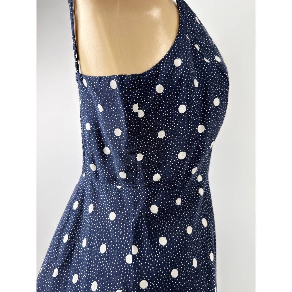 Old Navy Polka Dot Dress Womens Navy Blue Fit & Flare Sun Dress Size M - Picture 6 of 11